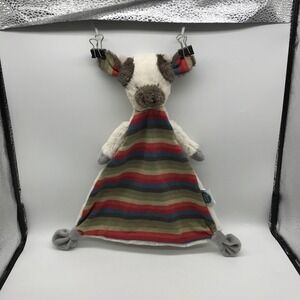 Mary Meyer Cow Lovey Security Blanket Plush Striped Knit Cream Faux Fur 12‎ inch